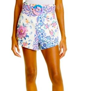 Farm Rio Romantic Cotton High Waist Belted Short Size L